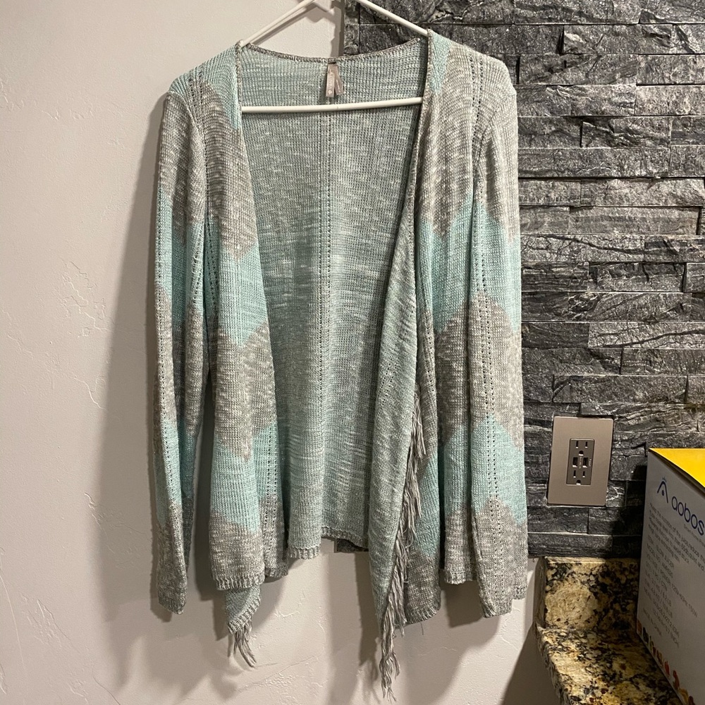 Grey and Sea Green Cardigan